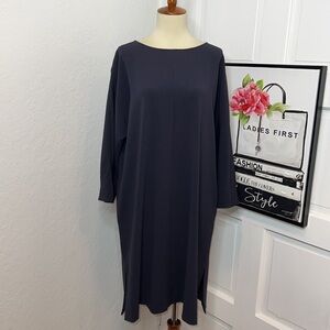 Oska Navy Triacetate Shirt Dress Size 2/8-10US